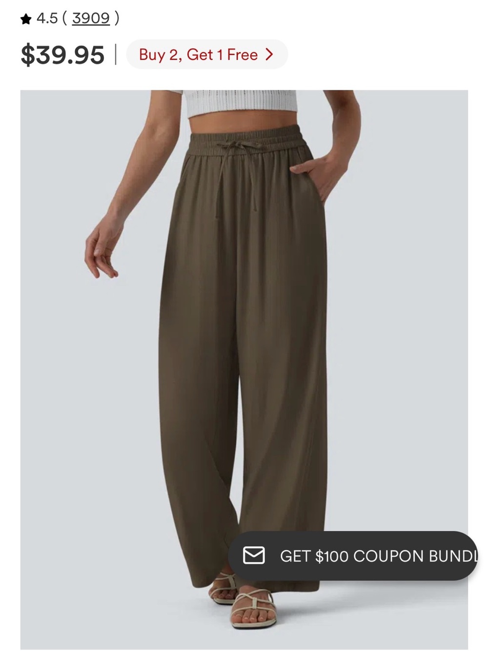 Wide Leg Drawstring Pants in Rust